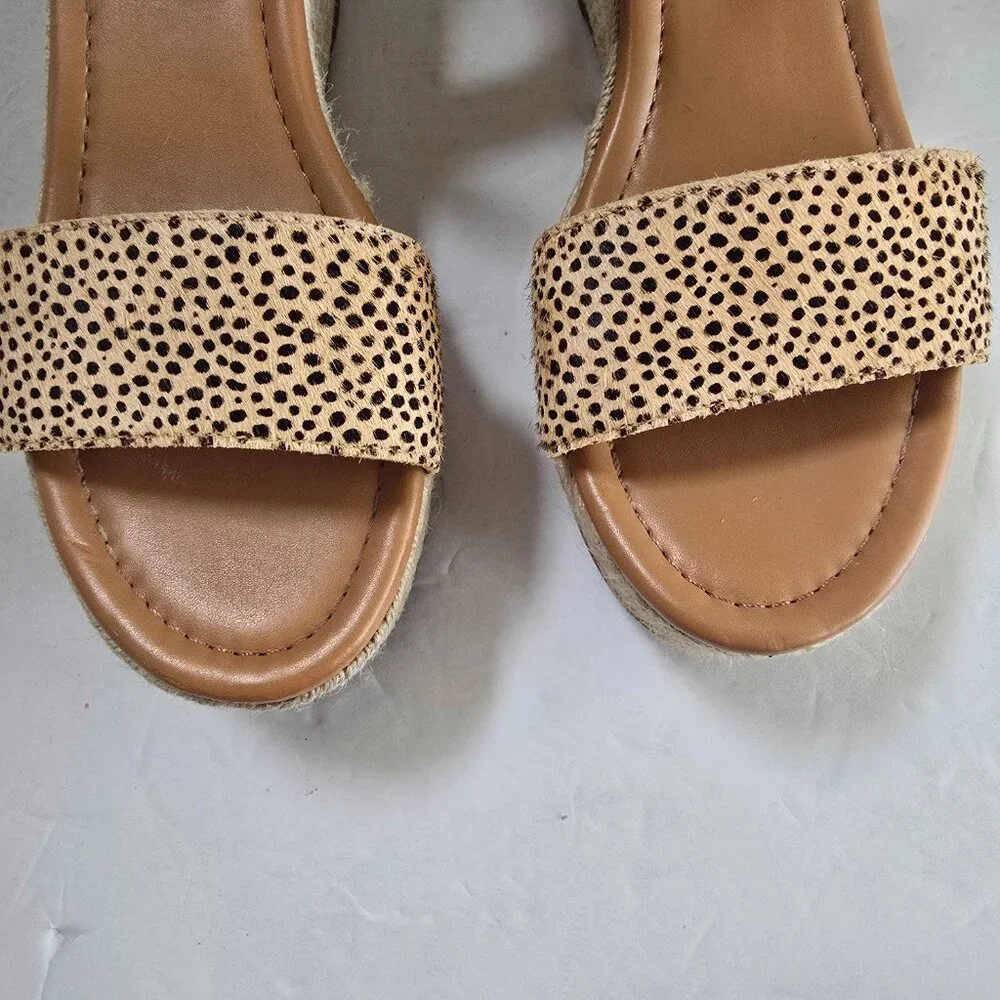 J.Crew Leopard Print Calf Hair Wedge Espadrille Sandals 8.5